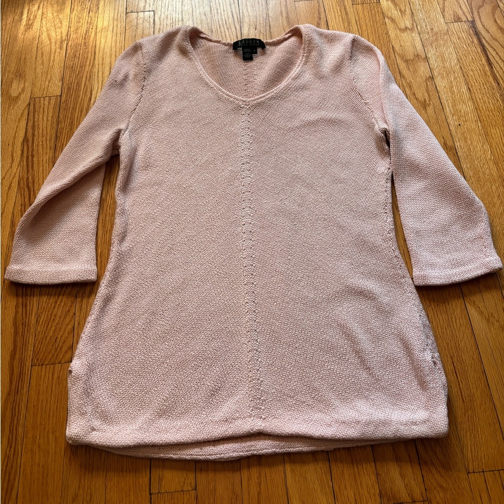 Ralph Lauren 3/4 Sleeve Pink Cotton Sweater